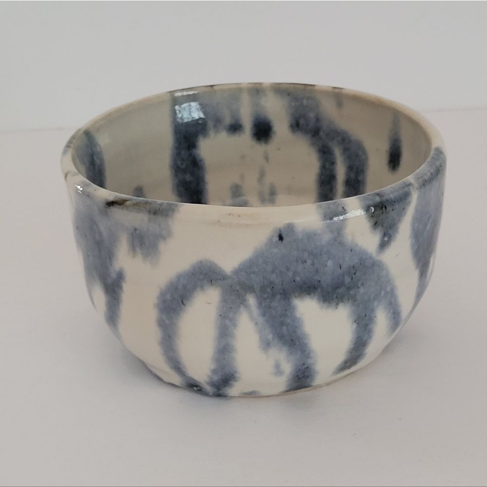 Round Blue Handthrown Pottery Ceramic Bowl